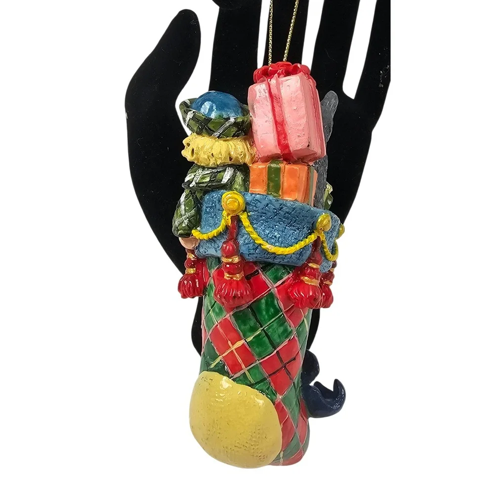 Resin Scottish‎ Stocking Ornament Boy Bagpipes Horse Christmas Decoration